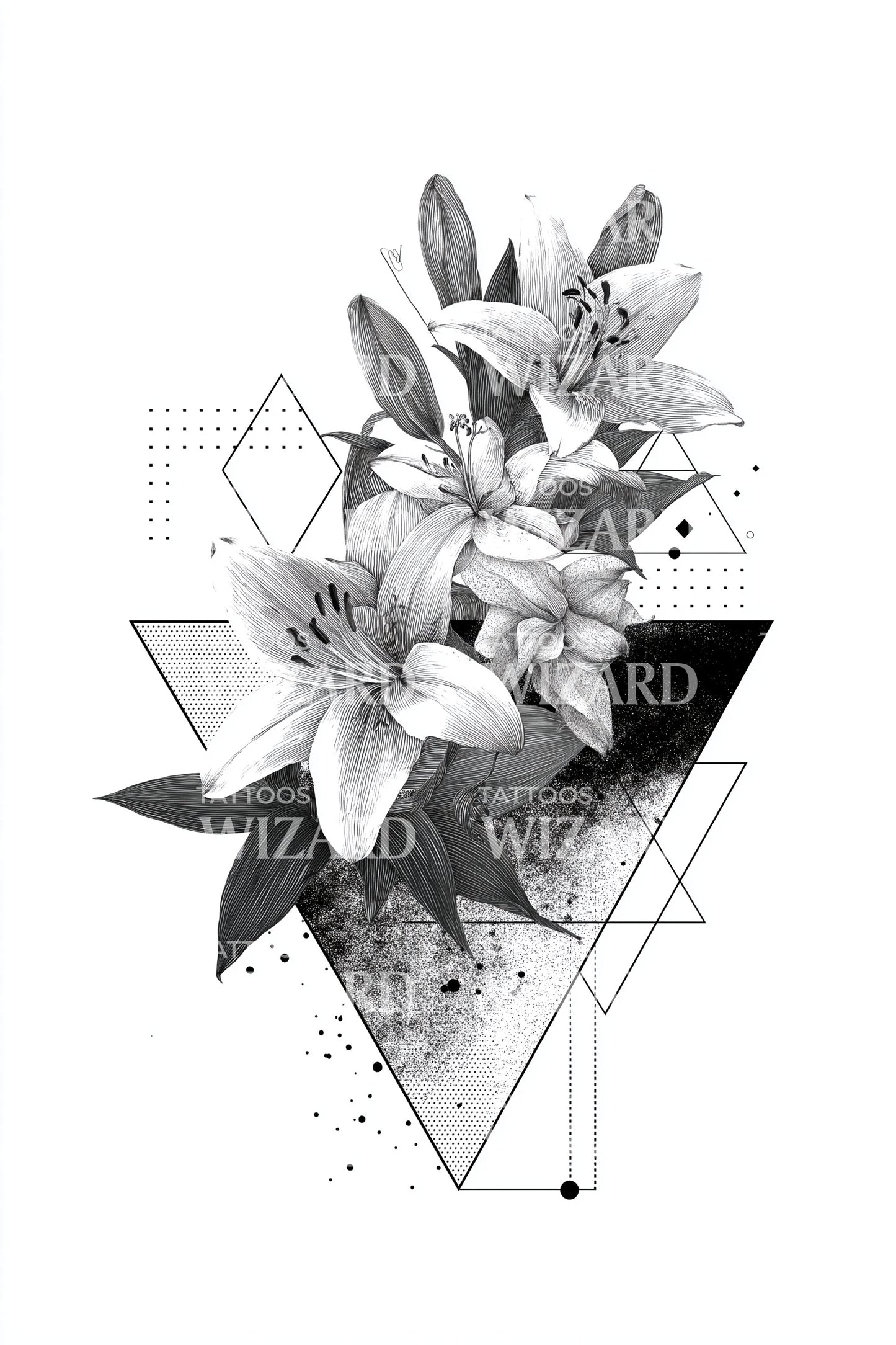 Abstract Lily Triangles Tattoo Design