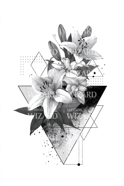 Abstract Lily Triangles Tattoo Design