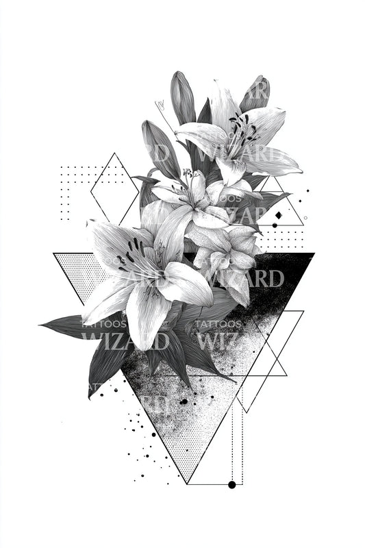Abstract Lily Triangles Tattoo Design