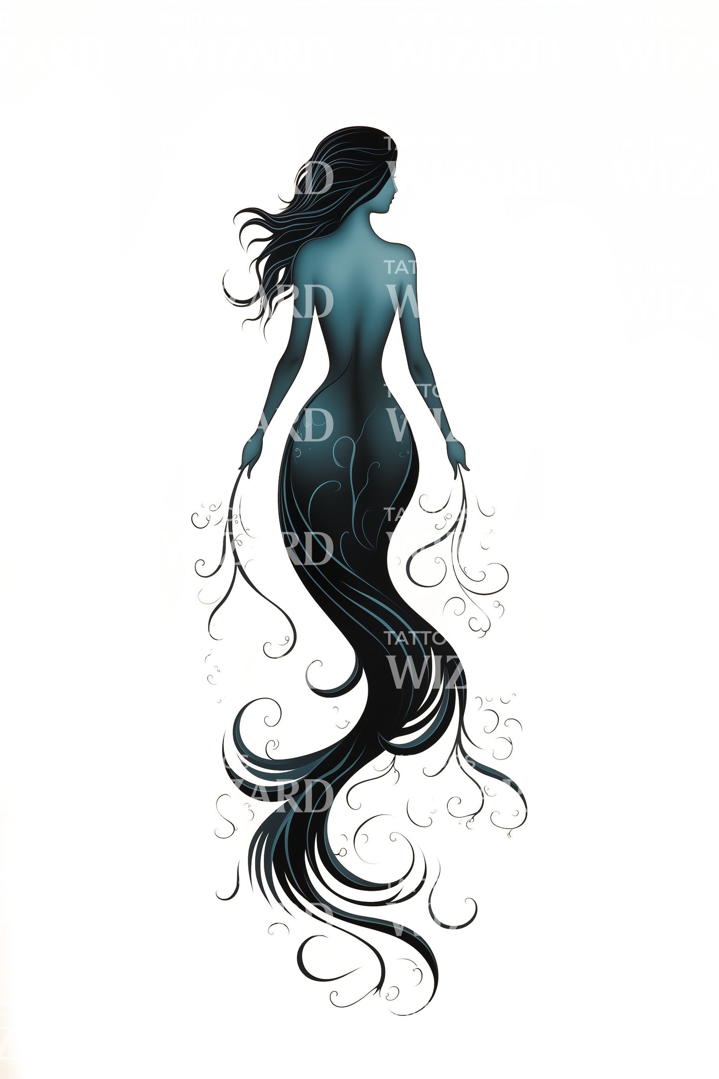 Abstract Mermaid Forming Tattoo Design