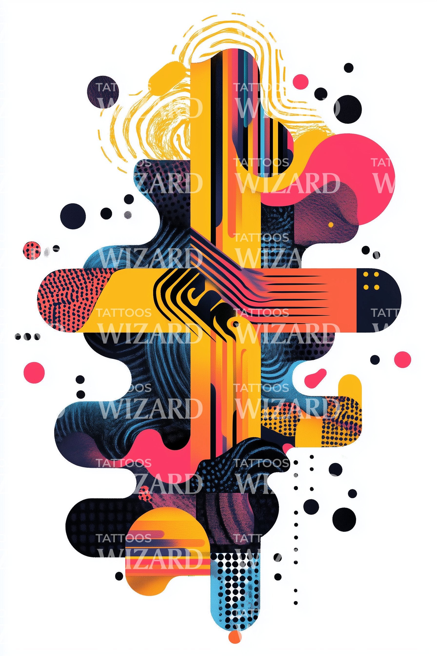 Abstract Modular Cross Tattoo Illustration – Tattoos Wizard Designs