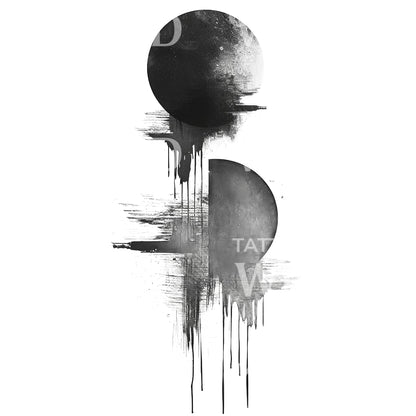 Abstract Moon Phases Tattoo Design