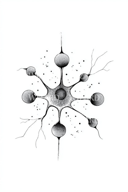Abstract Neuron Molecule Tattoo Design