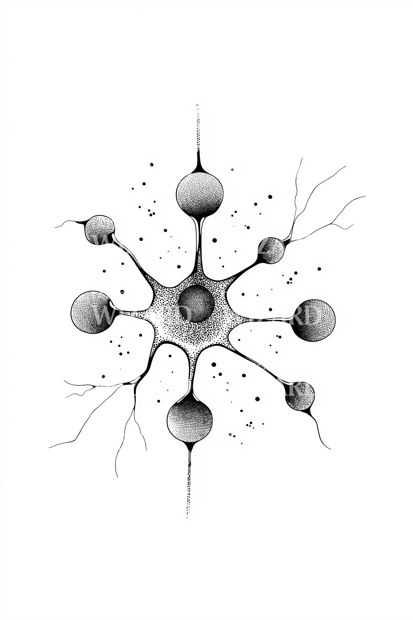 Abstract Neuron Molecule Tattoo Design