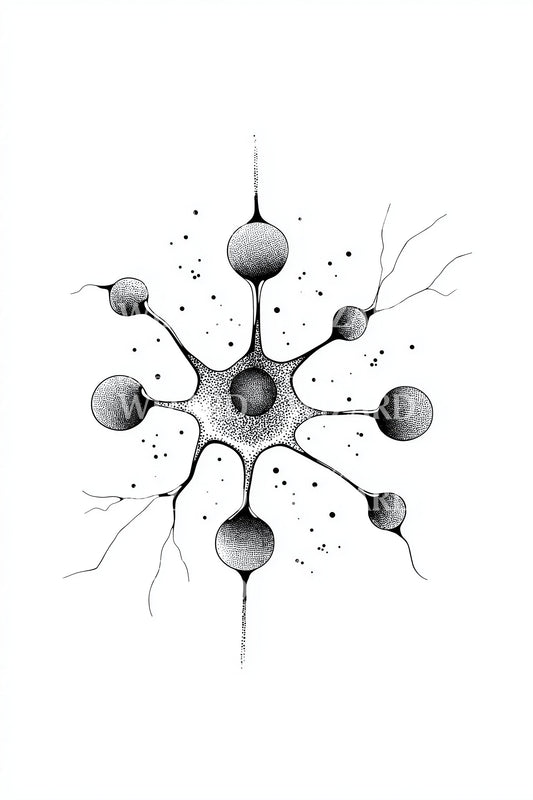 Abstract Neuron Molecule Tattoo Design