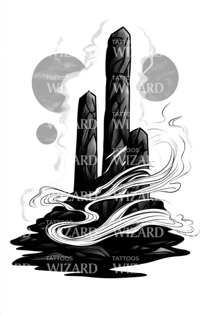 Abstract Obsidian Spires Tattoo Design