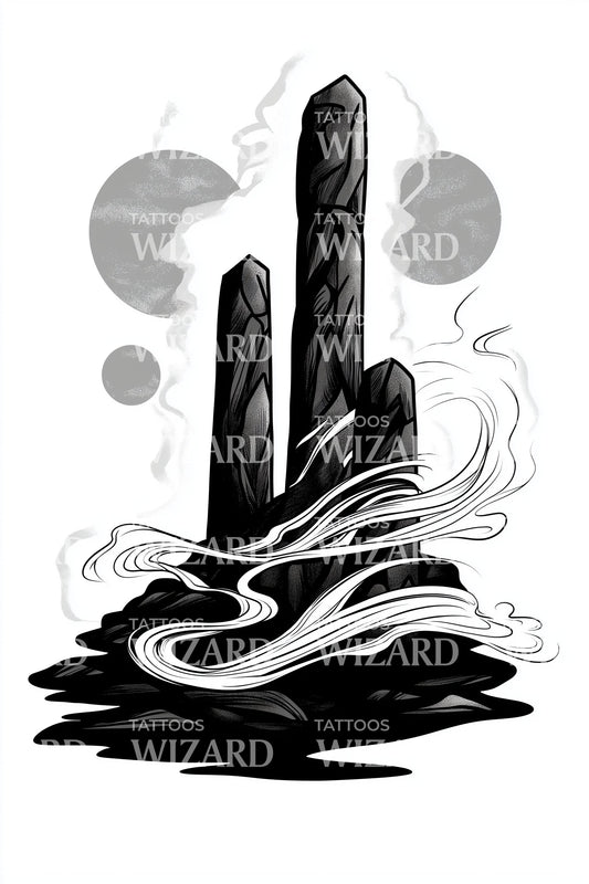 Abstract Obsidian Spires Tattoo Design
