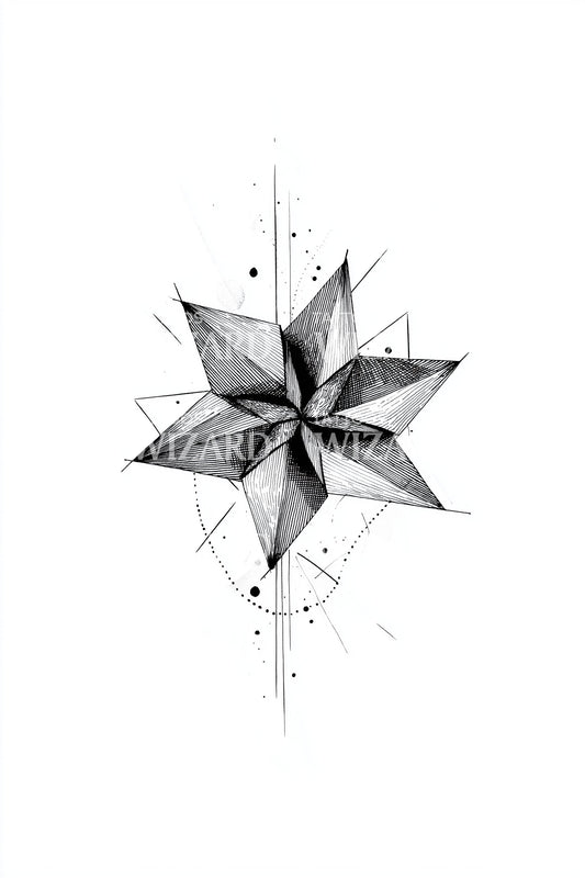 Design di tatuaggio stella origami astratta