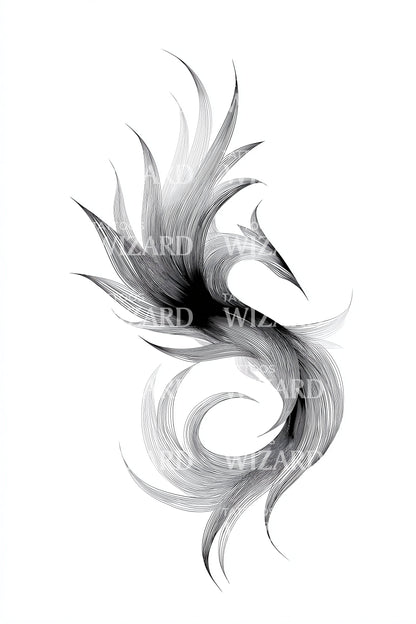 Design di tatuaggio astratto con fenice a spirale