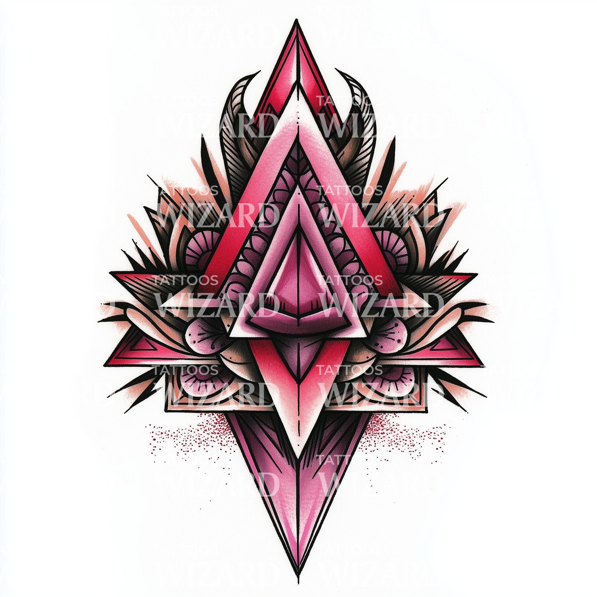 Abstract Pink Triangle with Geometric Flair Flash Tattoo – Tattoos ...