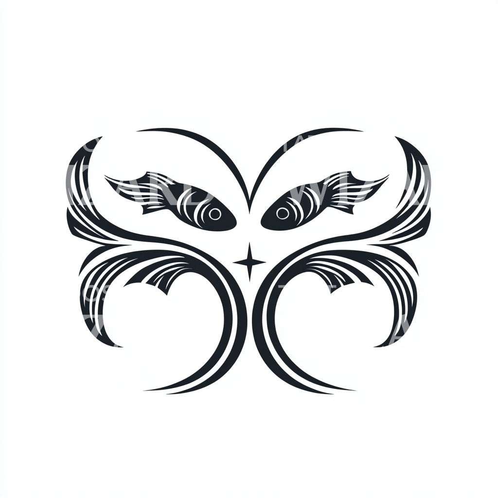 Abstract Pisces Sign Atrological Tattoo Design