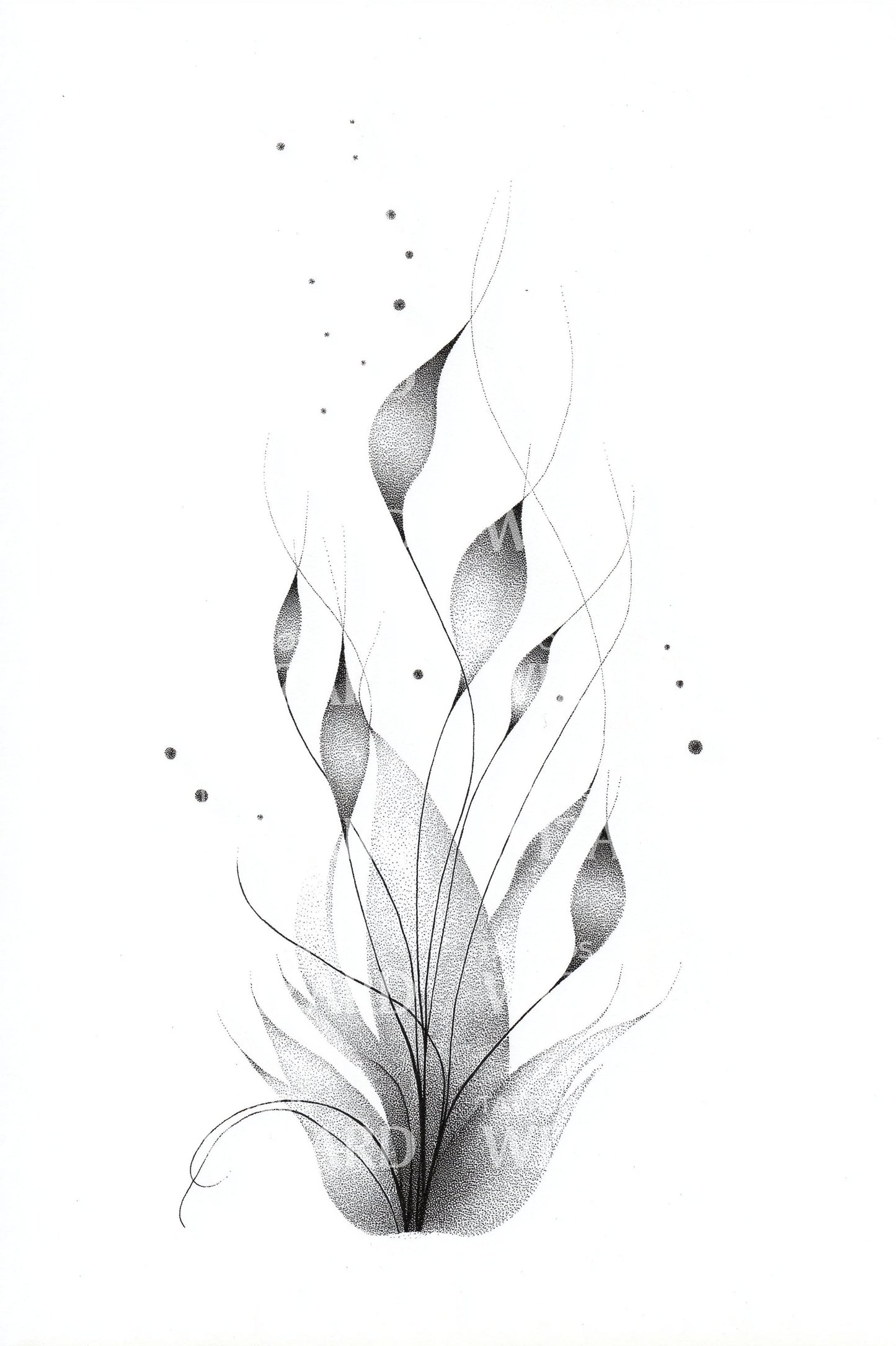 Abstract Reed Flame Tattoo Design
