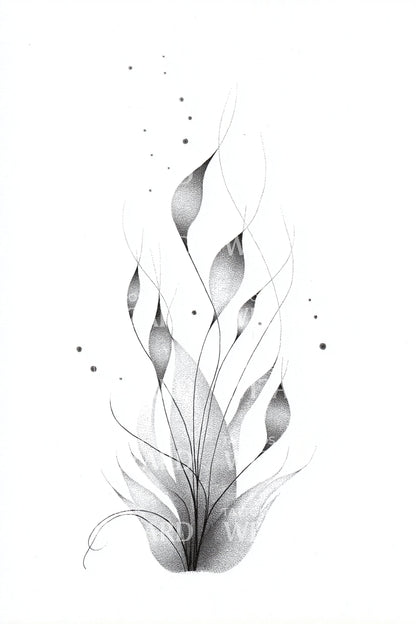 Abstract Reed Flame Tattoo Design