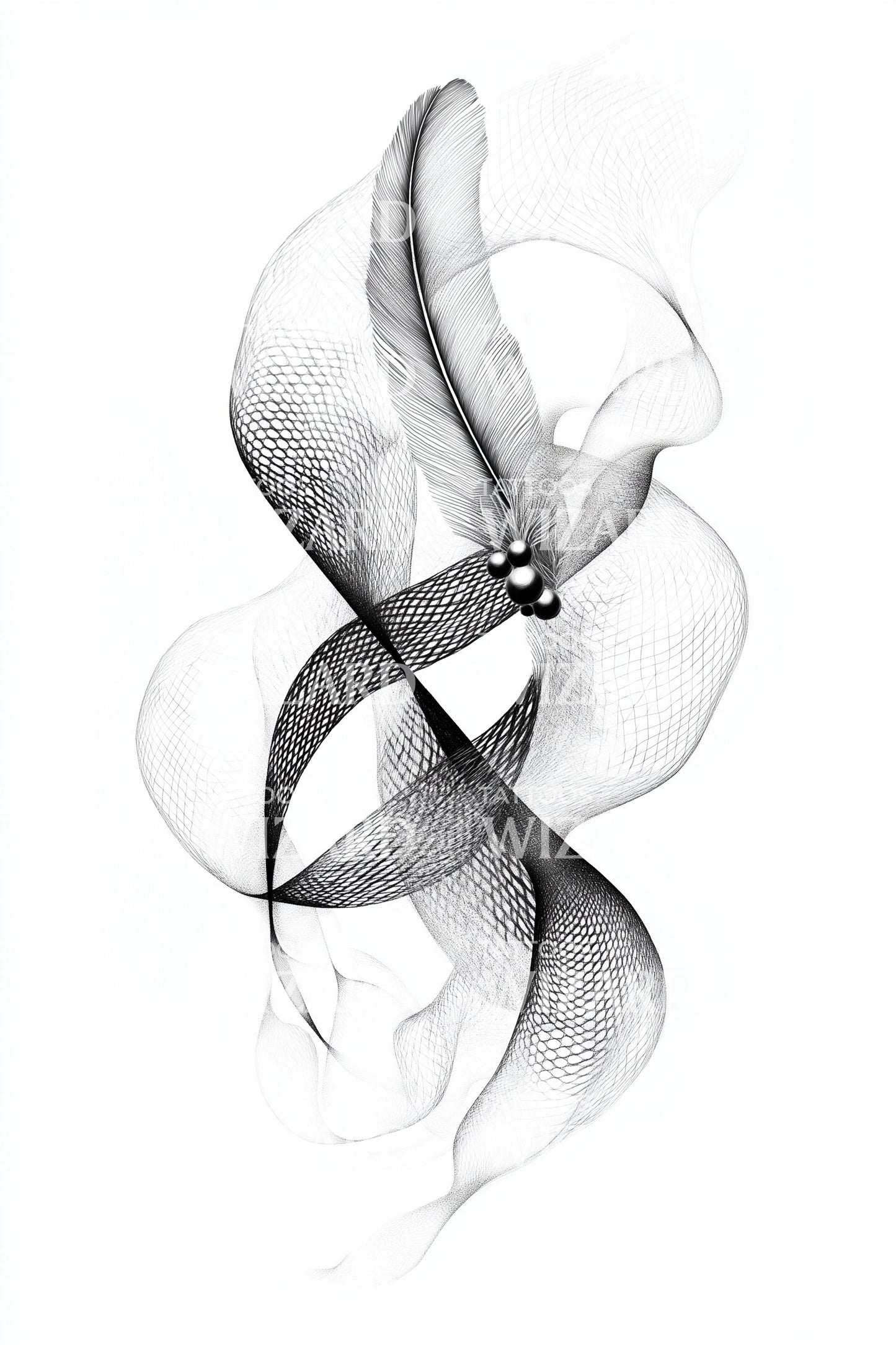 Abstract Ribbon Flow Tattoo Design