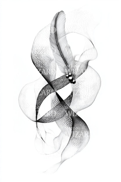 Abstract Ribbon Flow Tattoo Design