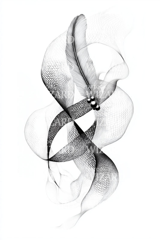Abstract Ribbon Flow Tattoo Design