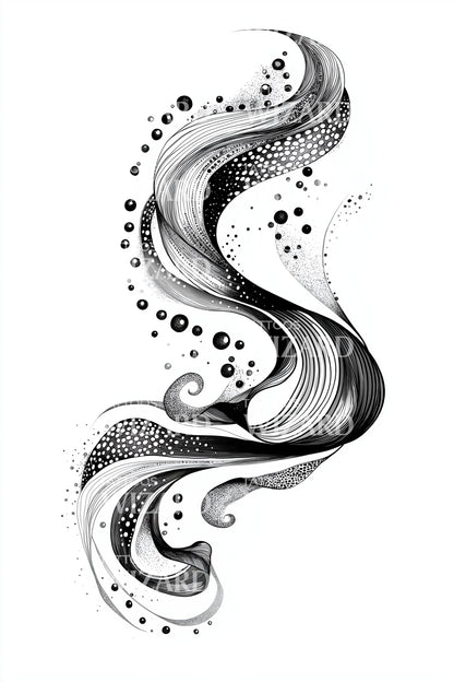 Abstract Ribbon Swirls Tattoo Design