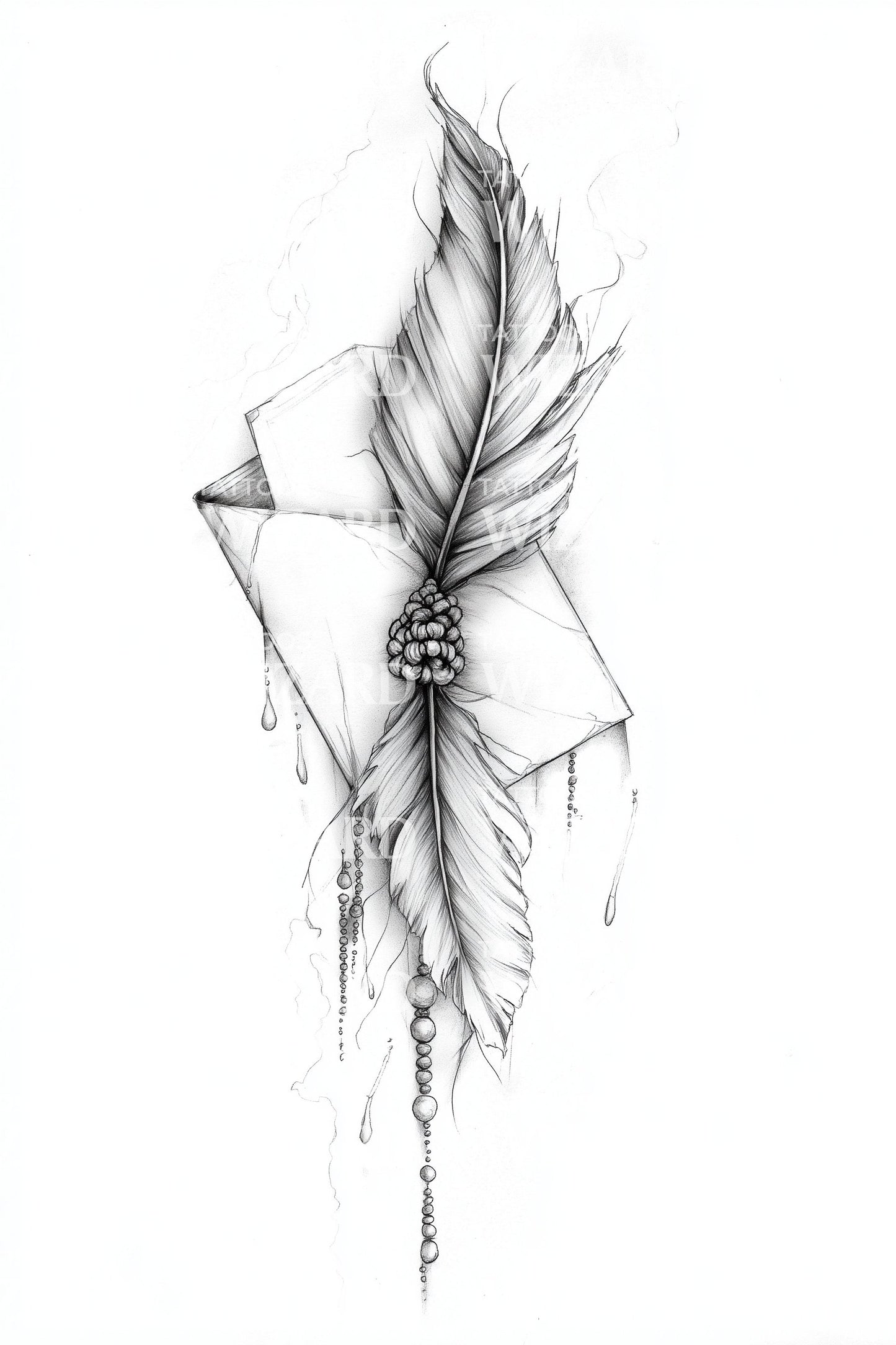 Abstract Shattered Feather Tattoo Illustration