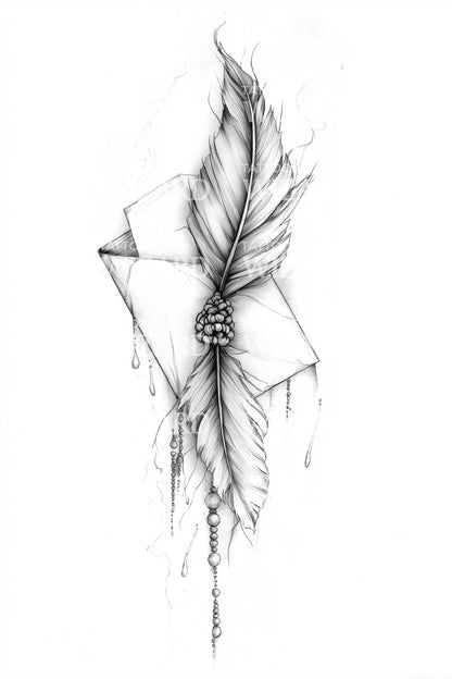 Abstract Shattered Feather Tattoo Illustration