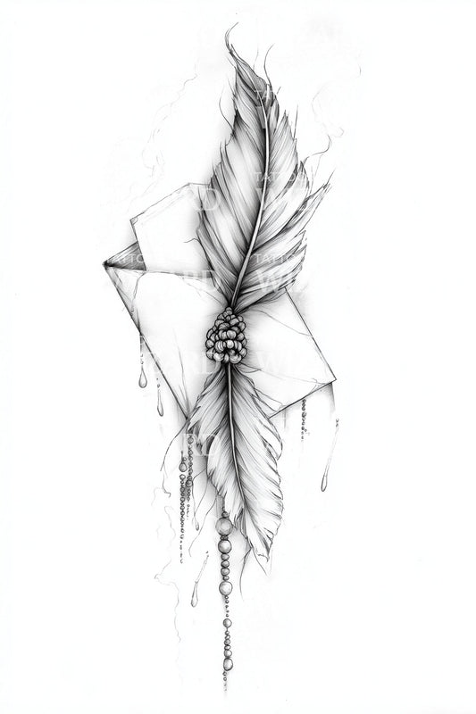 Abstract Shattered Feather Tattoo Illustration