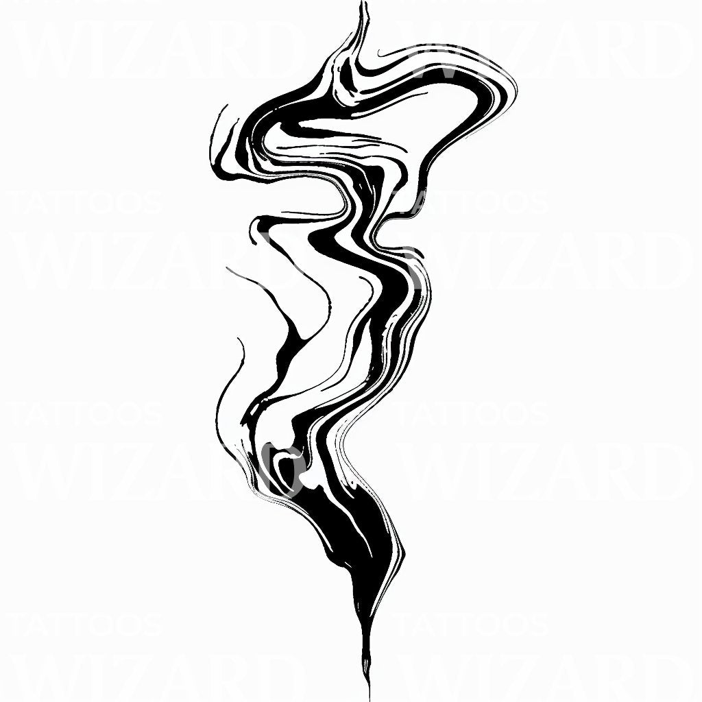 Abstract Smoke Flow of Life Tattoo Design