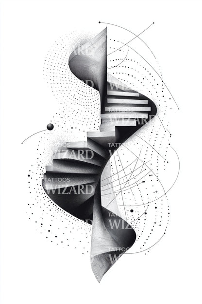 Design di tatuaggio astratto di scala a chiocciola