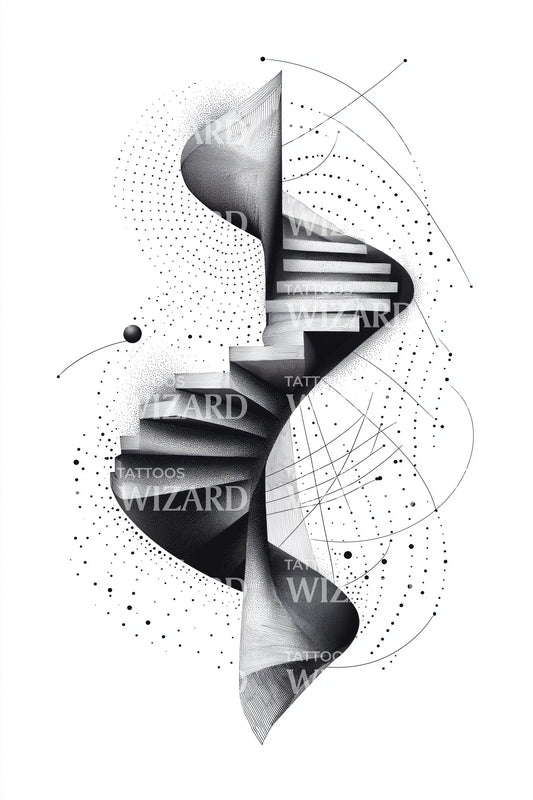 Design di tatuaggio astratto di scala a chiocciola