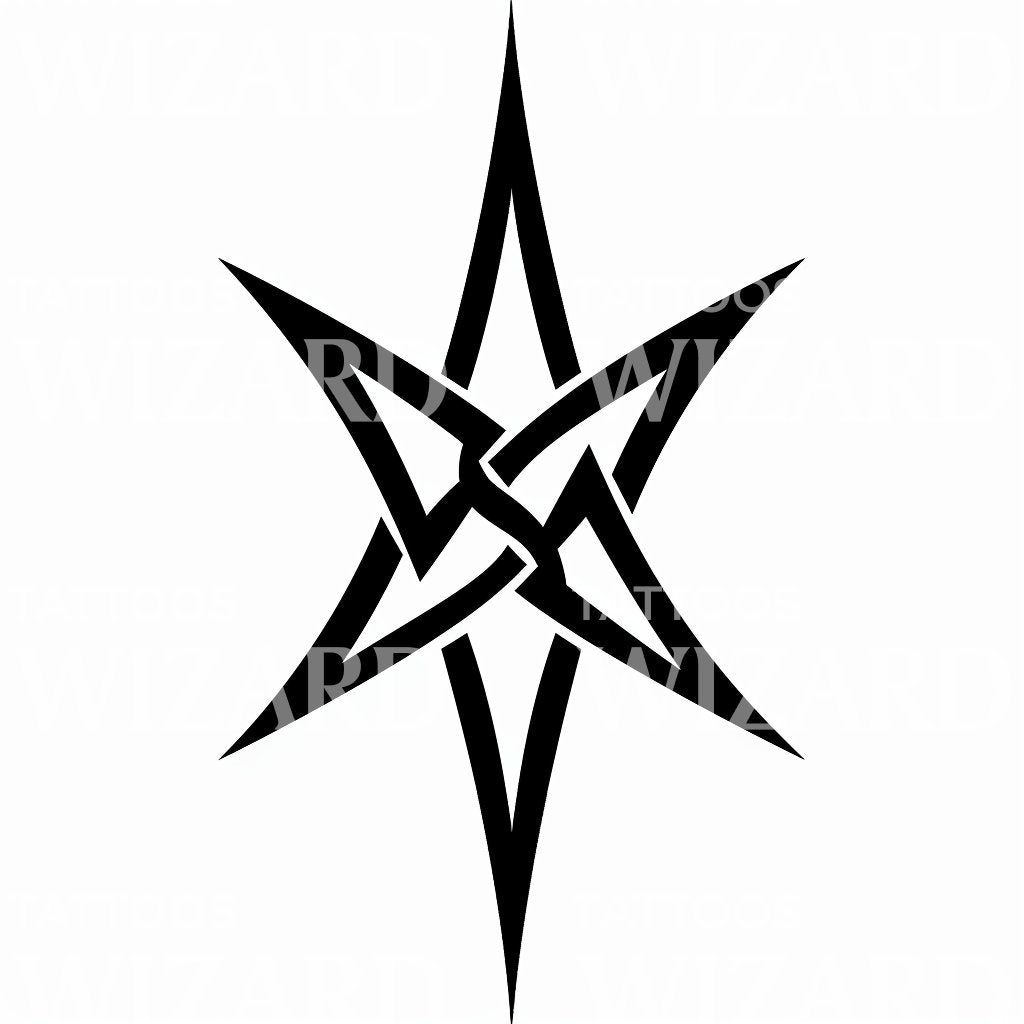 Abstract Star-Shaped Tribal Fusion Tattoo Design