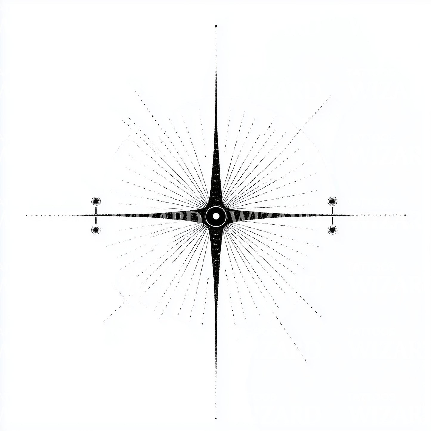 Abstract Starburst Compass Tattoo Idea