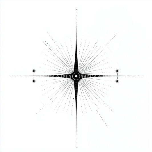 Abstract Starburst Compass Tattoo Idea