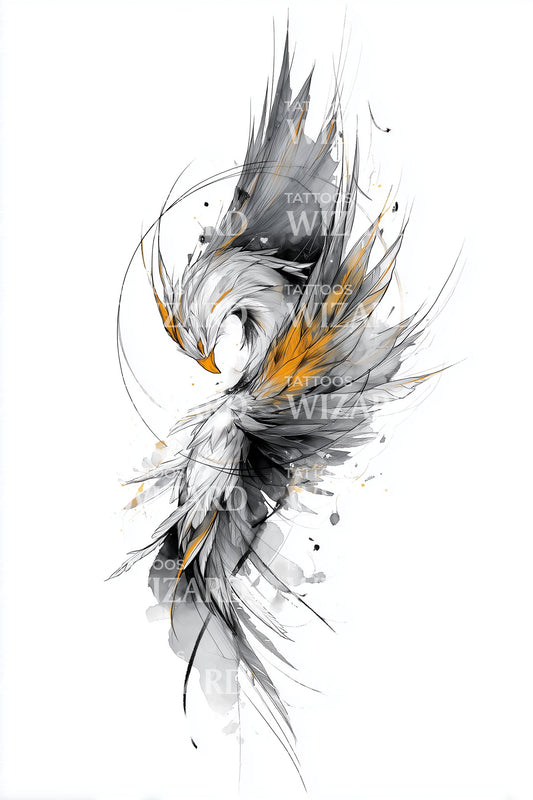 Abstrakt Storm Føniks Tatoveringsdesign
