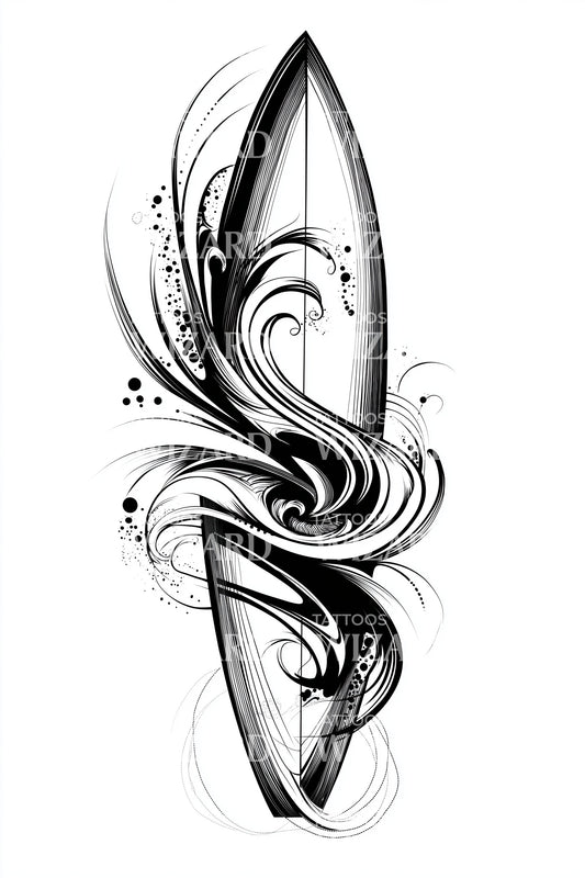 Abstract Surfboard Swirl Tattoo Design