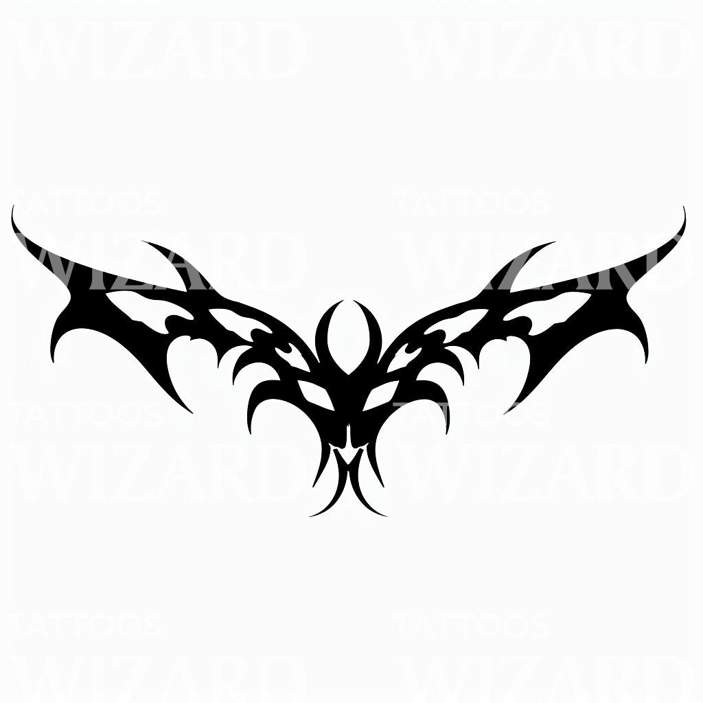 Abstract Tribal Bat Wing Tattoo Design