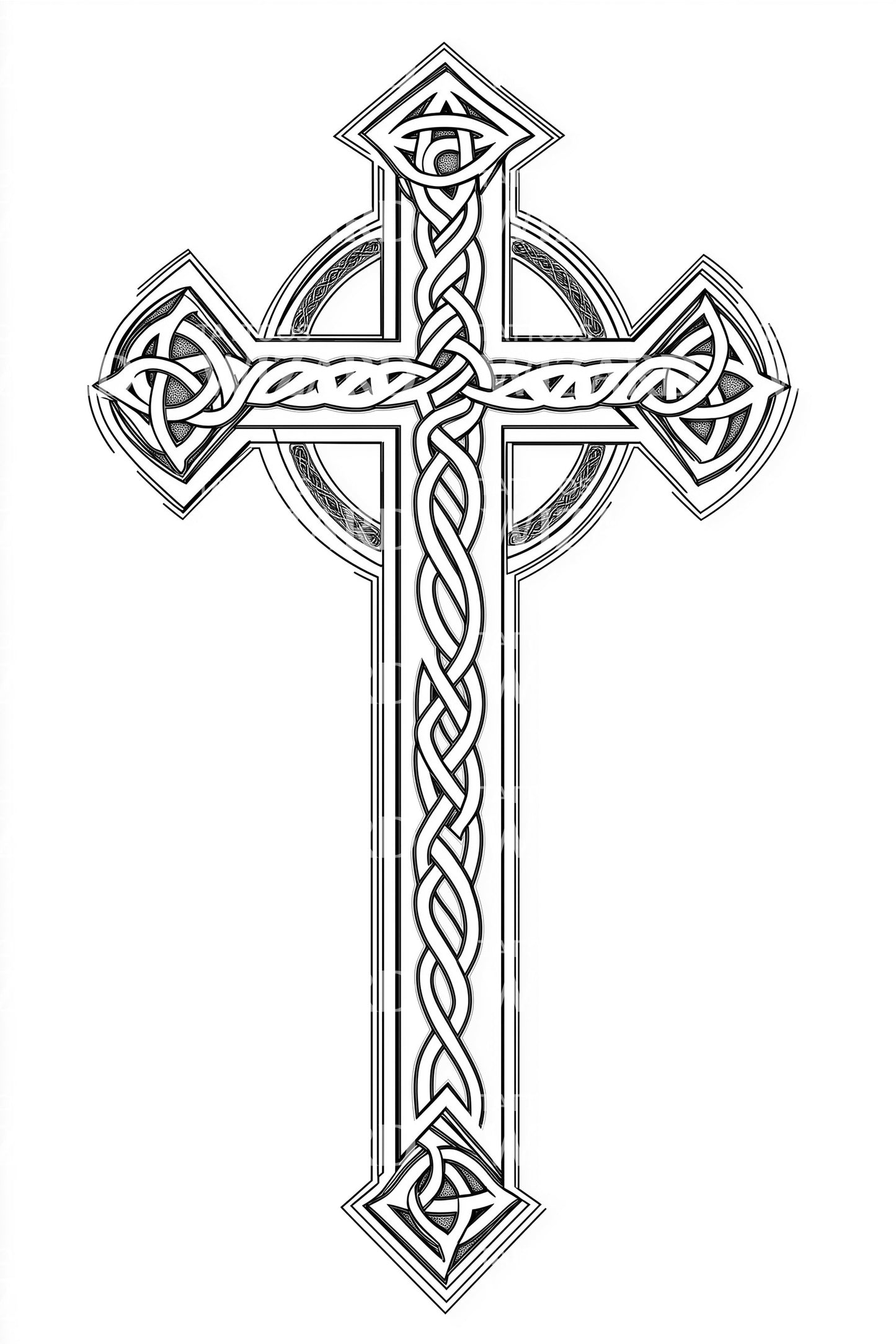 Abstract Tribal Celtic Cross Tattoo Idea