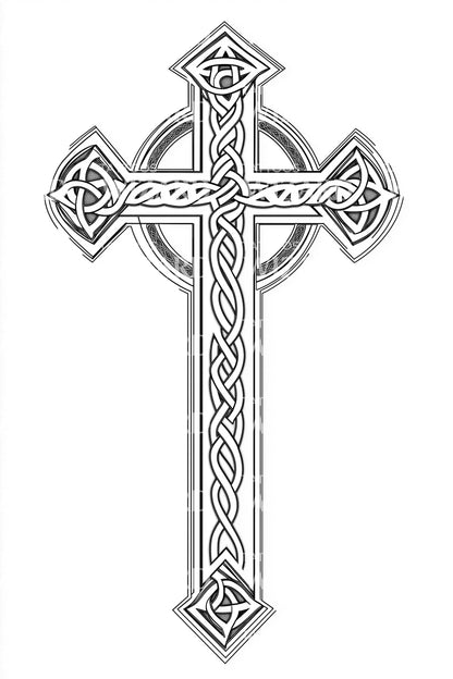 Abstract Tribal Celtic Cross Tattoo Idea