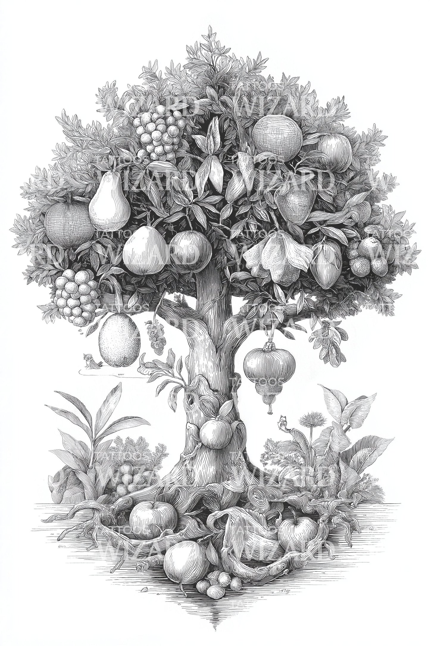 Design de Tatuagem Árvore da Vida Abundante