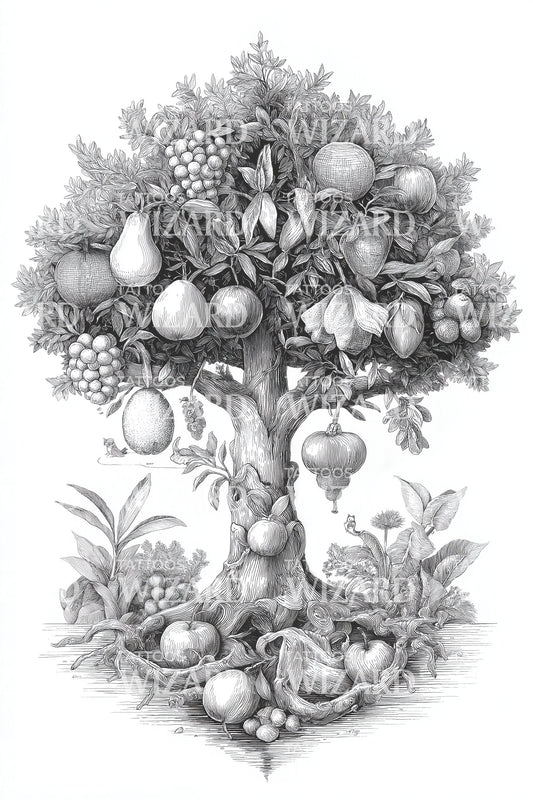 Design de Tatuagem Árvore da Vida Abundante
