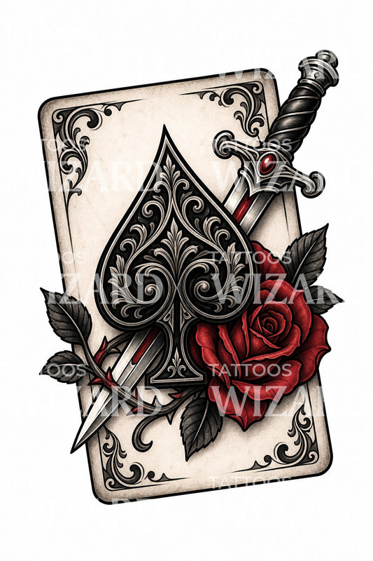Design tatuaggio asso di picche