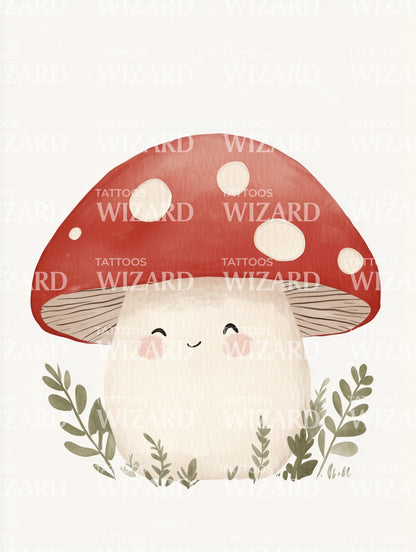 Idée de tatouage de champignon adorable et mignon