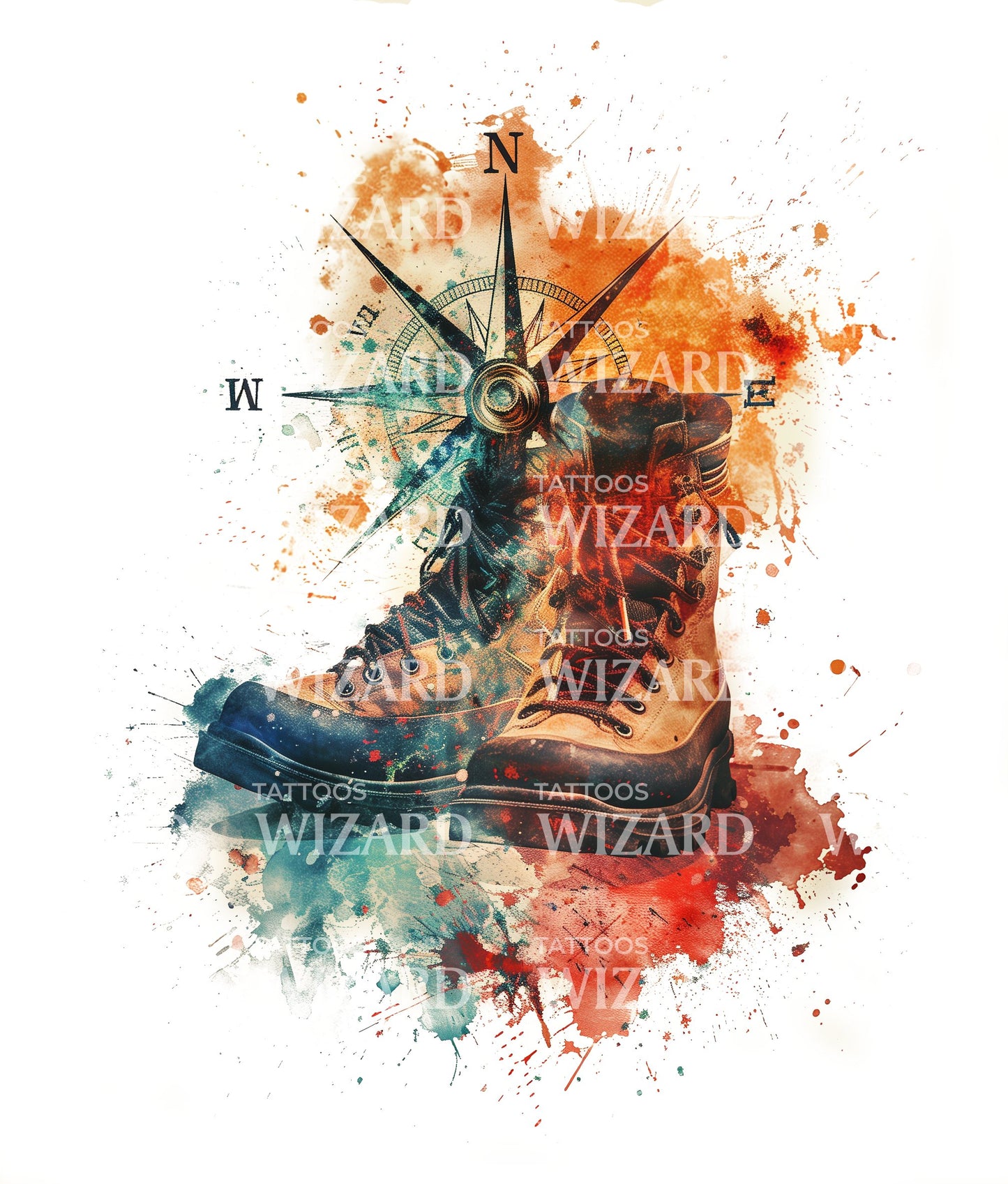 Adventure Boots and Compass Tattoo Idea