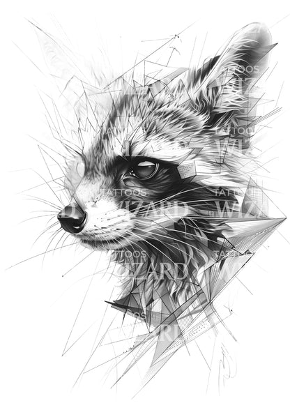 Adventurous Raccoon Sketch Tattoo Idea