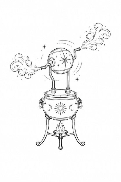 Tattoo-Design der ersten Dampfmaschine Aeolipile