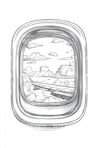 Ilustração de Tatuagem de Nuvens na Janela Aérea