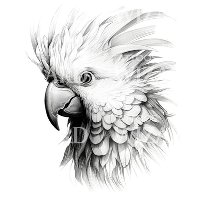 Black and Grey Cockatoo Tattoo Design