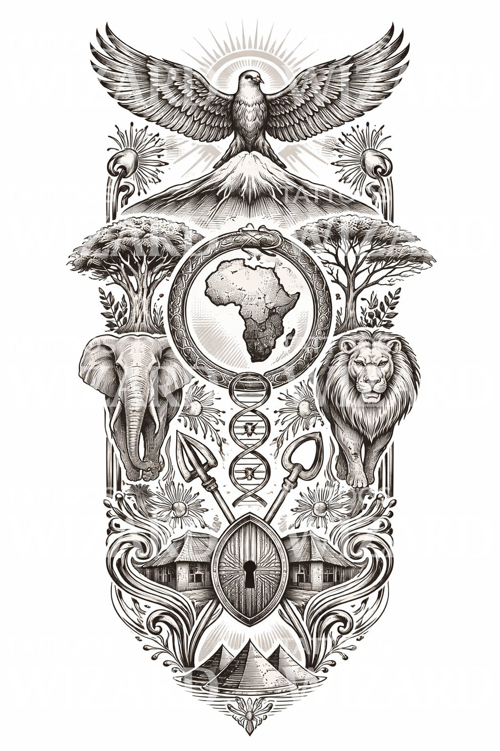 African Heritage Totem Tattoo Design