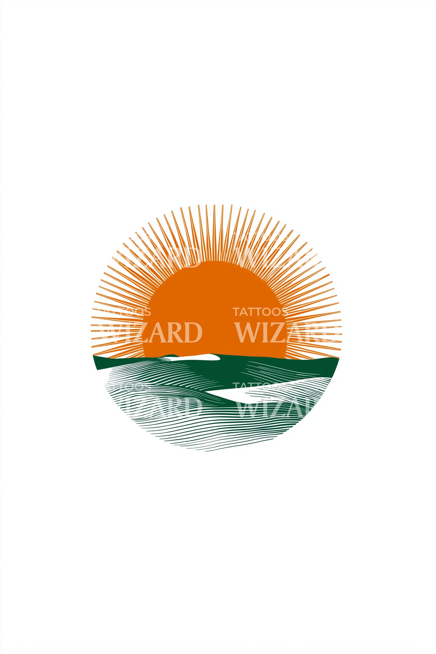 African Sunrise Emblem Tattoo Design