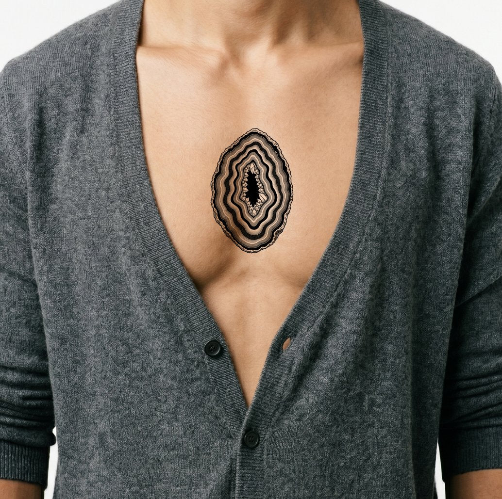 Diseño de tatuaje de geoda de cristal en lámina de ágata