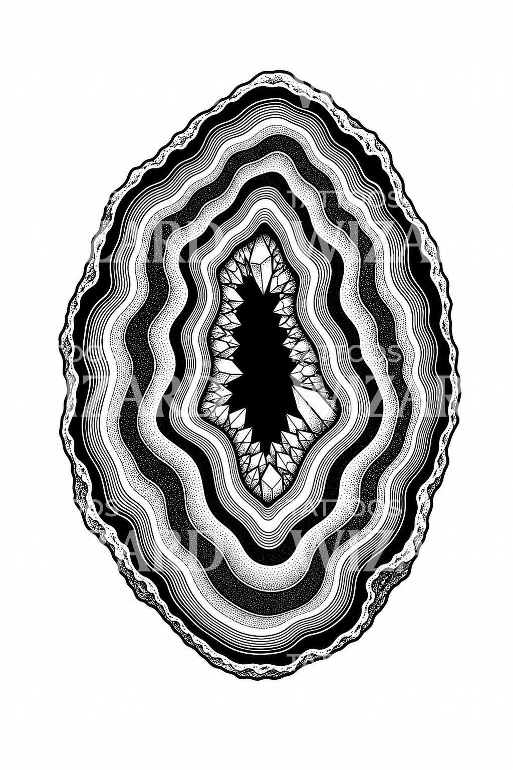 Diseño de tatuaje de geoda de cristal en lámina de ágata