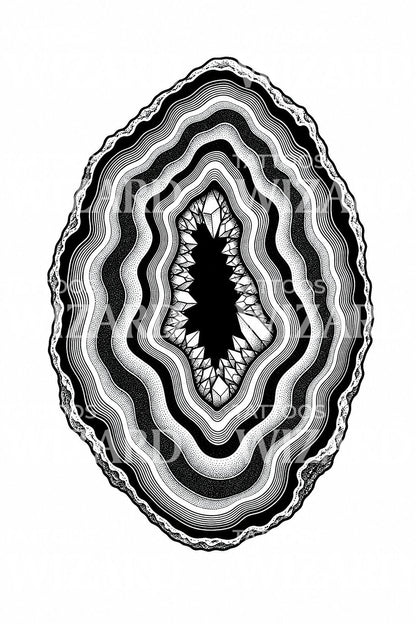 Diseño de tatuaje de geoda de cristal en lámina de ágata