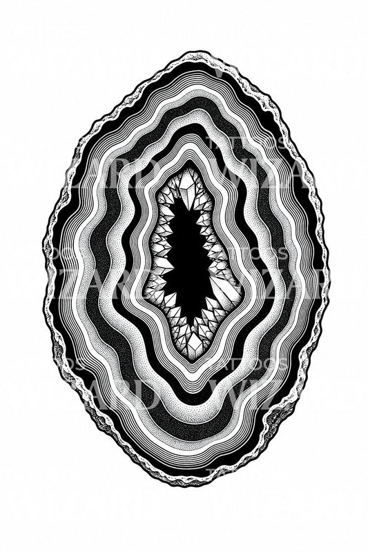 Desain Tato Geoda Kristal Irisan Batu Akik